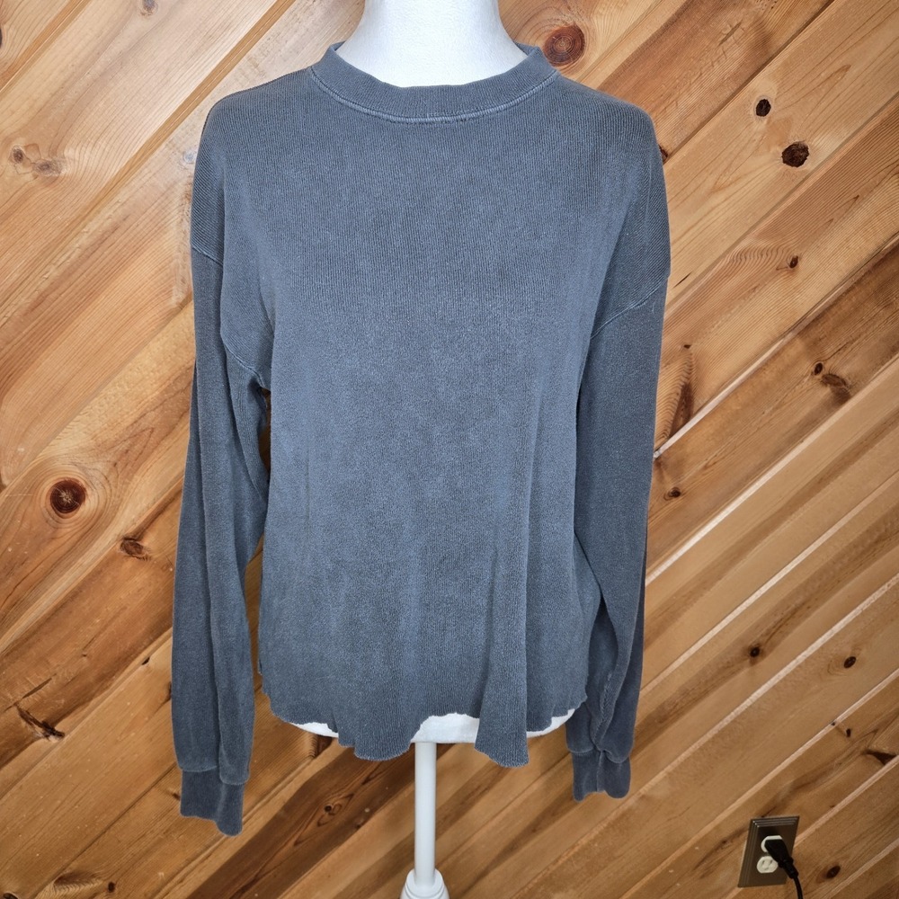 Brandy Melville Ribbed Long Sleeve Blue One Size (S/M) Made in Italy
